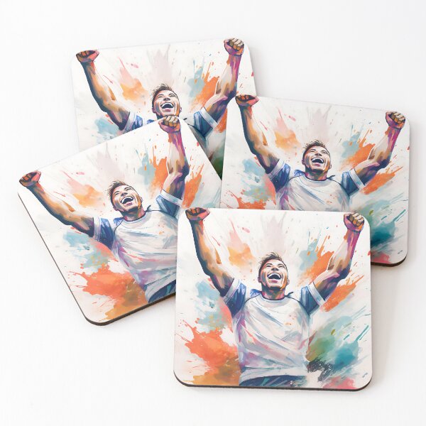 Item preview, A dynamic illustration of a person with raised fists, surrounded by vibrant splashes of color, symbolizing triumph and energy designed and sold by homydesign.