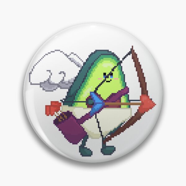 Item preview, pixel art of avocado cupid with hearts bow and arrow designed and sold by ZerpaGiovanna.