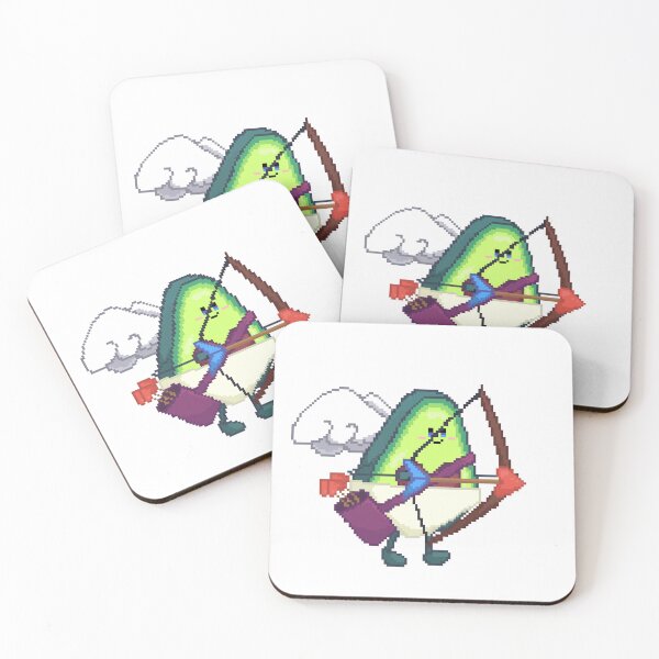 Item preview, pixel art of avocado cupid with hearts bow and arrow designed and sold by ZerpaGiovanna.