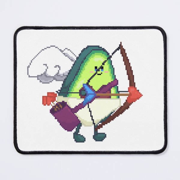 Item preview, pixel art of avocado cupid with hearts bow and arrow designed and sold by ZerpaGiovanna.