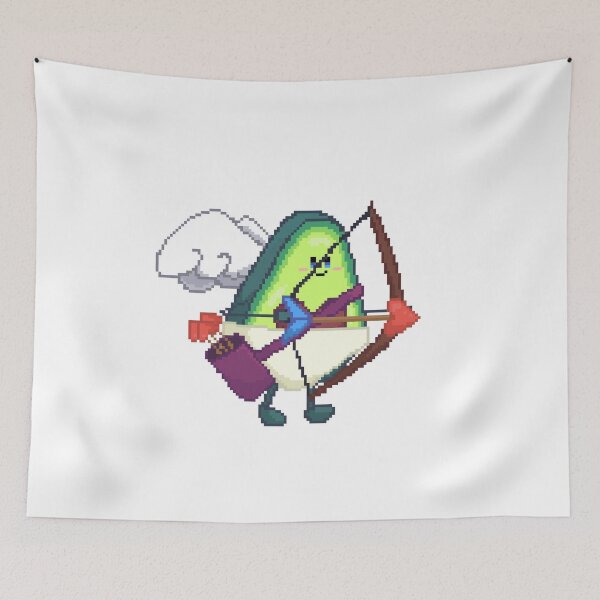 Item preview, pixel art of avocado cupid with hearts bow and arrow designed and sold by ZerpaGiovanna.