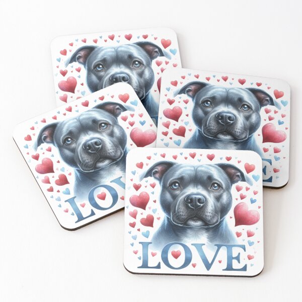 Item preview, Blue Staffy Love Colorful Watercolor designed and sold by MaedK.