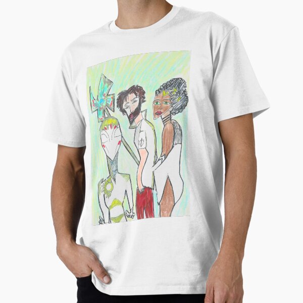 Vista previa del artículo con la obra «Viktoe observando al robot Viktor celoso mirando la melatonina», diseñado y vendido por Weeblingart.