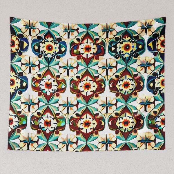 Item preview, Colorful Flower Cymatics Repeat Pattern Lattice Whimsical Floral designed and sold by Zeporas Castle.