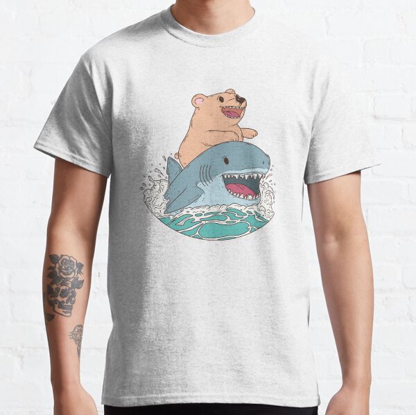 Item preview, Cute Bear Riding Shark Great wave designed and sold by Jess.a.creates.
