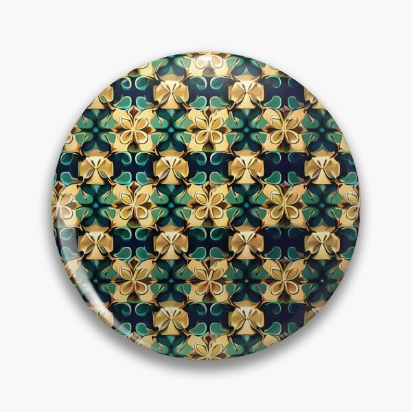 Artikelvorschau, Grün-goldenes Kaleidoskop-Klee-Blumenmuster entworfen und verkauft von Zeporas Castle.