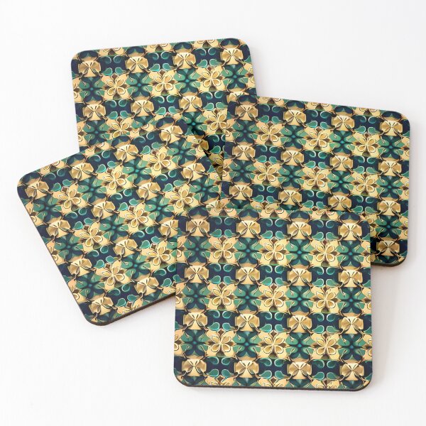 Item preview, Green Gold Kaleidoscope Clover Floral Flower Whimsical Pattern designed and sold by Zeporas Castle.