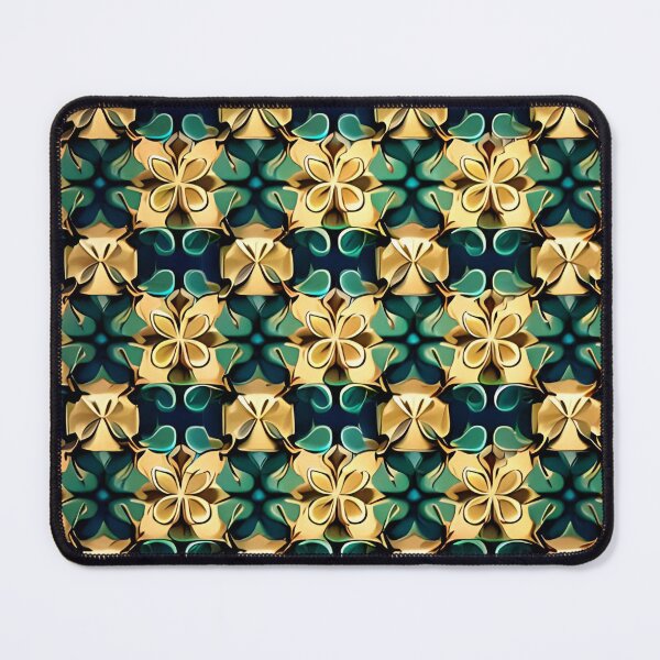 Item preview, Green Gold Kaleidoscope Clover Floral Flower Whimsical Pattern designed and sold by Zeporas Castle.