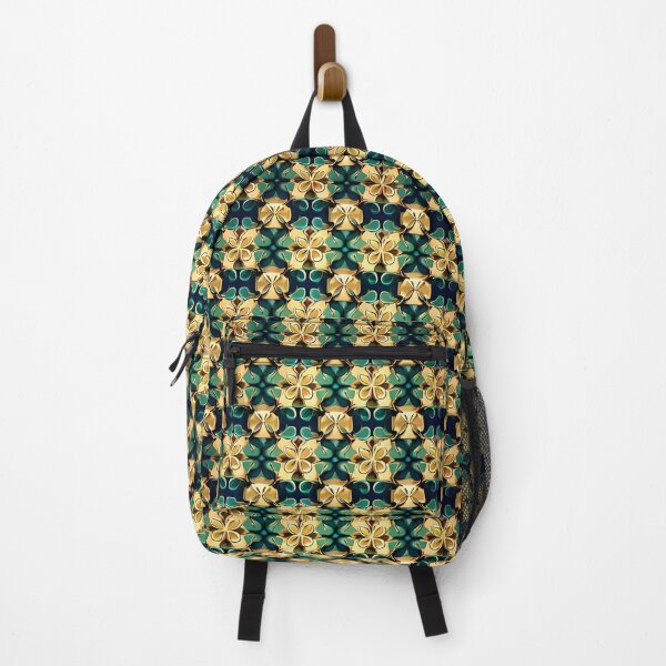 Item preview, Green Gold Kaleidoscope Clover Floral Flower Whimsical Pattern designed and sold by Zeporas Castle.