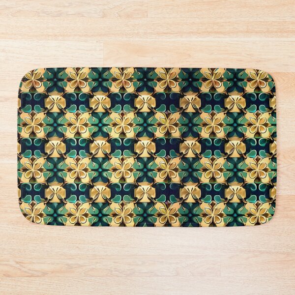 Item preview, Green Gold Kaleidoscope Clover Floral Flower Whimsical Pattern designed and sold by Zeporas Castle.