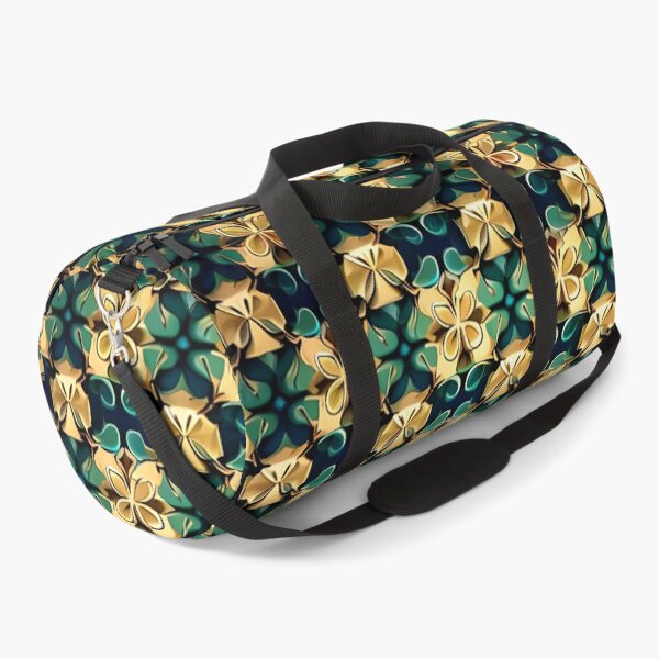 Item preview, Green Gold Kaleidoscope Clover Floral Flower Whimsical Pattern designed and sold by Zeporas Castle.