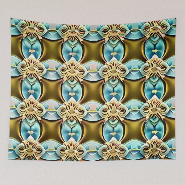 Item preview, Brown Blue Teal Kaleidoscope Floral Mirror Pattern Wayfair designed and sold by Zeporas Castle.