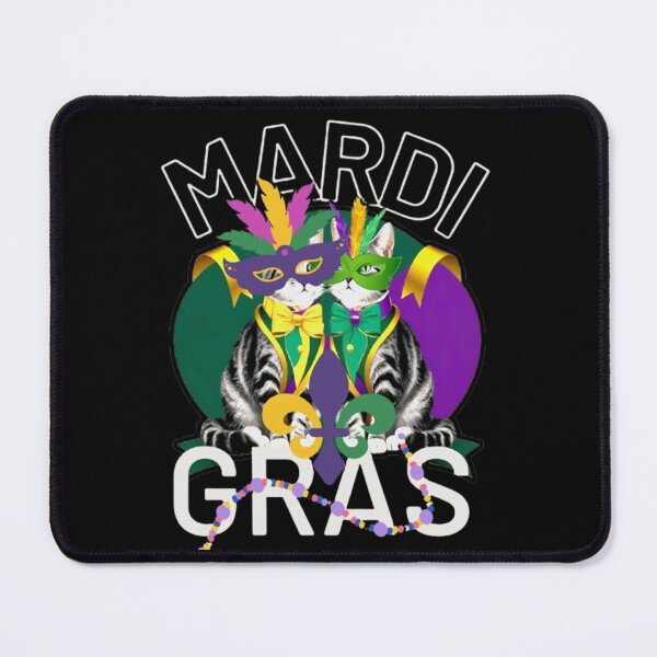 Item preview, Mardi Gras Couple Kittens Purple Green Yellow Carnival Design designed and sold by jteart.
