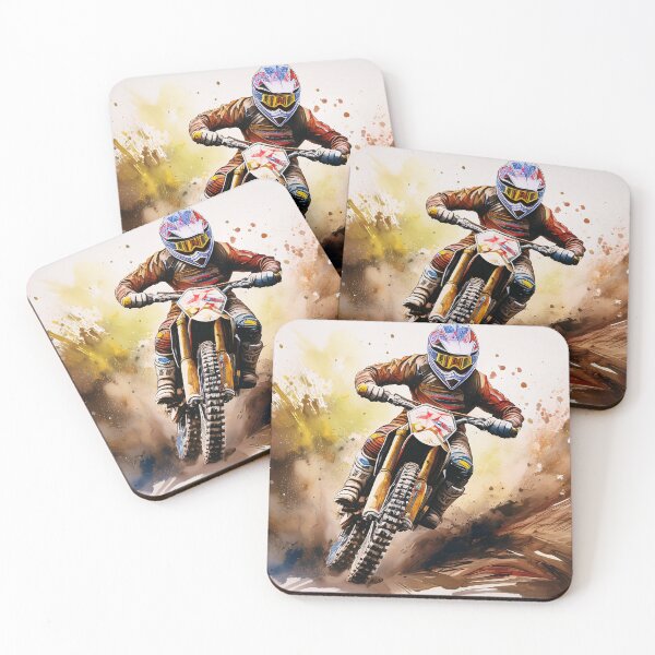 Item preview, A dynamic illustration of a motocross rider in action, with vibrant splashes of color and motion designed and sold by homydesign.