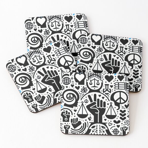 Item preview, Retro Social Justice Symbols Pattern designed and sold by Solidarityandco.