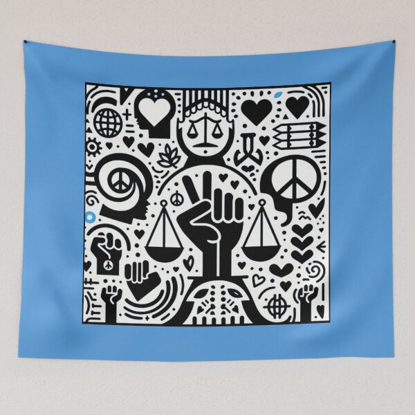 Item preview, Retro Social Justice Symbols Pattern designed and sold by Solidarityandco.