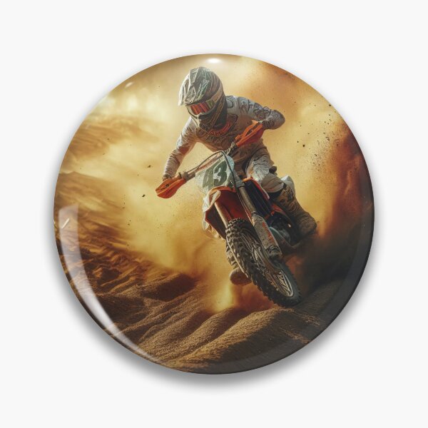 Item preview, A motocross rider navigates challenging terrain in dynamic motion, kicking up dust and debris against a golden desert backdrop as competitors trail behind designed and sold by homydesign.