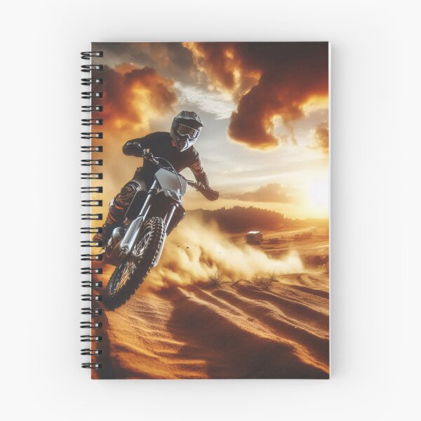 Item preview, Motocross rider in action at sunset, kicking up dust on a rugged trail designed and sold by homydesign.