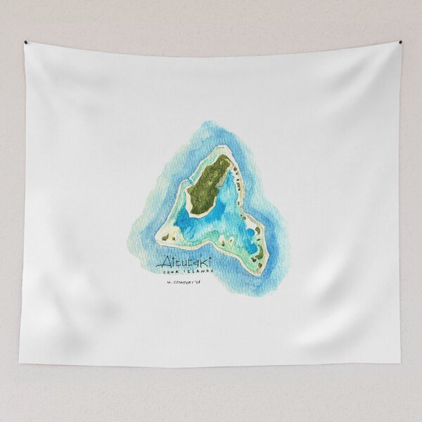 Item preview, Watercolor of the Island of Aitutaki designed and sold by Michael Comfort.