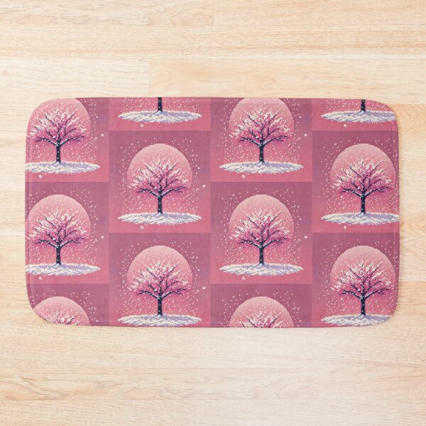 Item preview, Simple Pixel Things: Pink Objects - Pixel Snowfall Serenity (Retro Winter Art, Pink Background) designed and sold by TrippyBunnyShop.