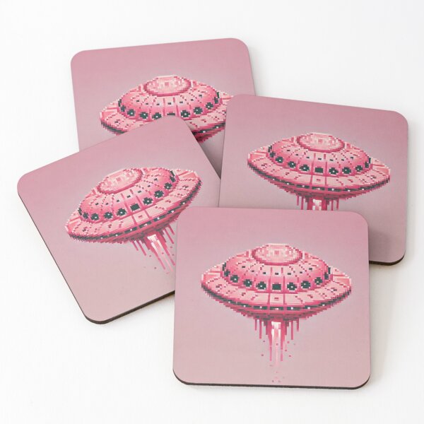 Item preview, Simple Pixel Things: Pink Objects - Pixel UFO Invasion (Retro Alien Art, Pink Theme designed and sold by TrippyBunnyShop.