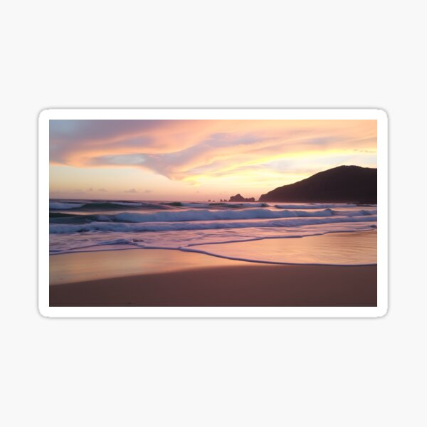 Item preview, Fiery Farewell: A Sunset Symphony in Orange on a Deserted Beach designed and sold by KirixArt.