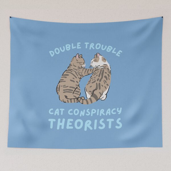 Item preview, Double trouble, cat conspiracy theorists designed and sold by BritishDelights.