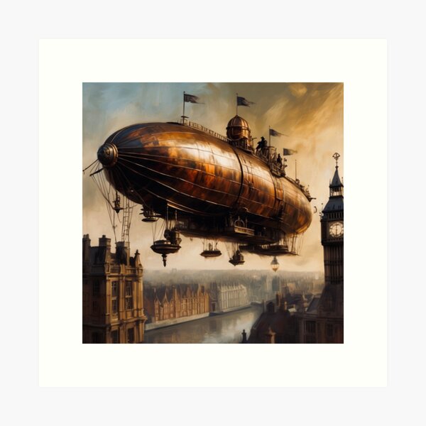 Item preview, Steampunk airship over London  designed and sold by Island Art Studios.