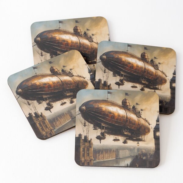 Item preview, Steampunk airship over London  designed and sold by Island Art Studios.