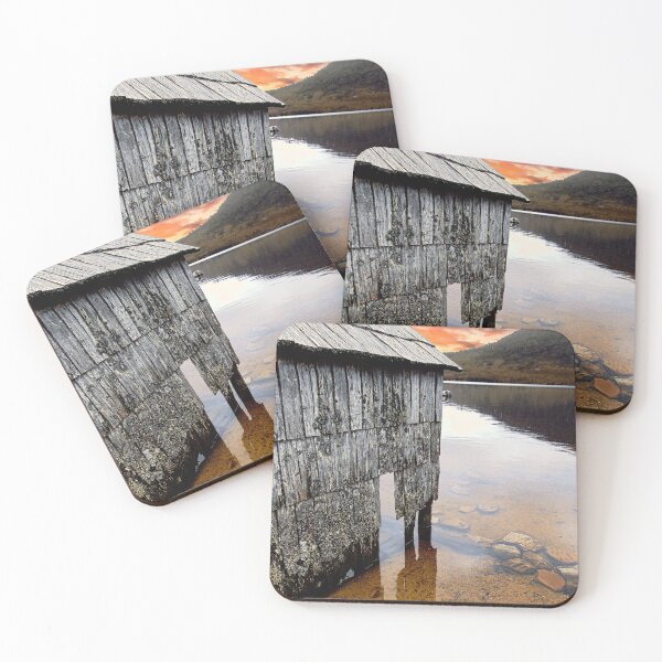 Item preview, Sunset over old boatshed on Cradle Mountain Lake designed and sold by jaynerushton.