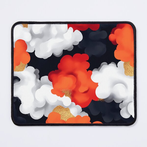 Item preview, Abstract Red and White Clouds With Gold Glitter designed and sold by GoldenTealArts.
