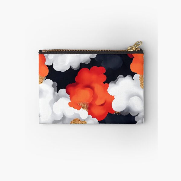 Item preview, Abstract Red and White Clouds With Gold Glitter designed and sold by GoldenTealArts.