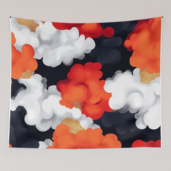Item preview, Abstract Red and White Clouds With Gold Glitter designed and sold by GoldenTealArts.