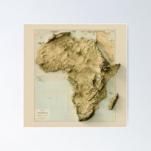 Item preview, 1884 Africa Relief Map digitally-rendered designed and sold by ThinkAboutMaps.