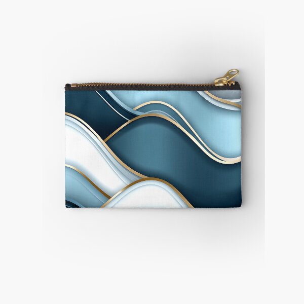 Item preview, Luxurious Blue and White Waves with Gold Lines designed and sold by GoldenTealArts.