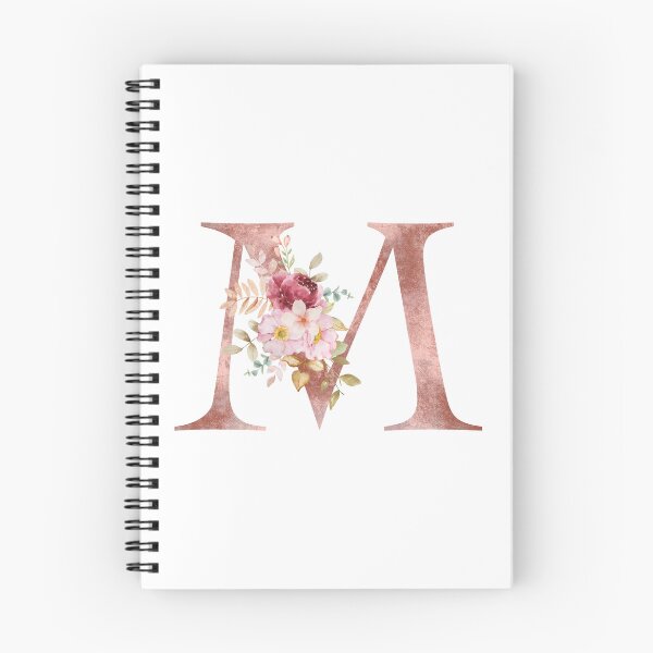 Item preview, Rose Gold Watercolour Letter M Floral Monogram designed and sold by NicheFifty-Two.