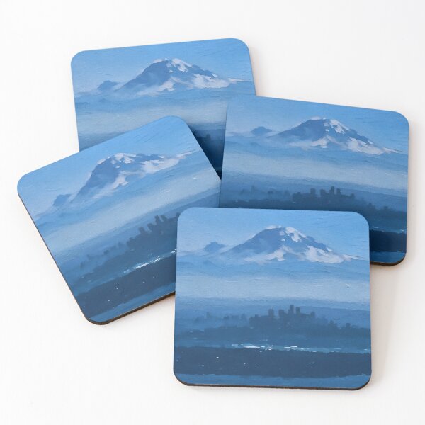 Aperçu de l'œuvre Le Mont Rainier au-dessus de Seattle (peinture à l'huile) créée et vendue par flyscenicair.