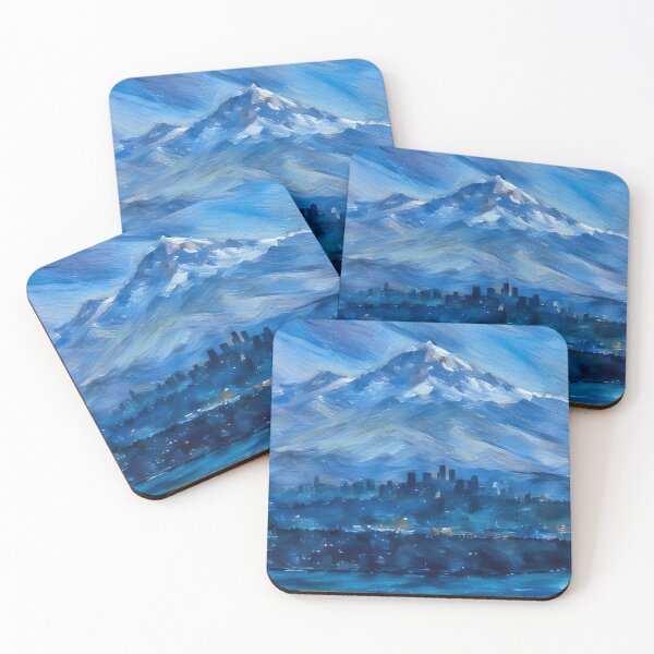 Aperçu de l'œuvre Le Mont Rainier au-dessus de Seattle (Pastel) créée et vendue par flyscenicair.