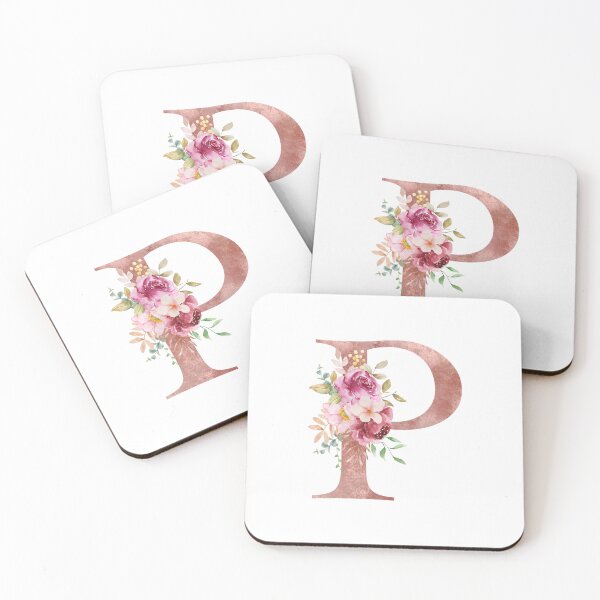 Item preview, Rose Gold Watercolour Letter P Floral Monogram designed and sold by NicheFifty-Two.