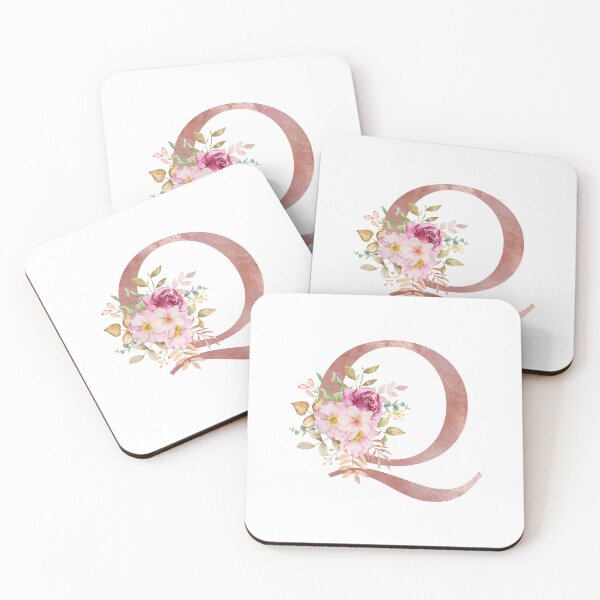 Item preview, Rose Gold Watercolour Letter Q Floral Monogram designed and sold by NicheFifty-Two.