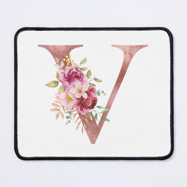Artikelvorschau, Roségold Aquarell Buchstabe V Blumenmonogramm entworfen und verkauft von NicheFifty-Two.