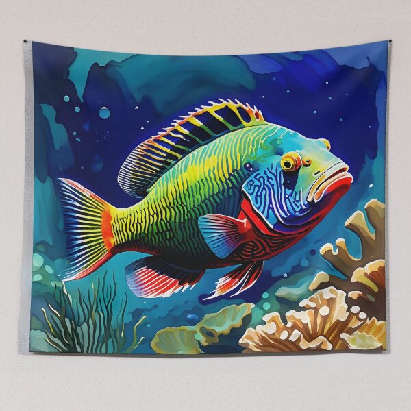 Item preview, A Colorful Parrotfish designed and sold by Paw's Arts.