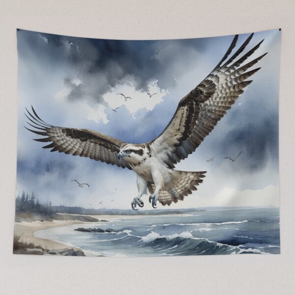 Item preview, Osprey Battling Stormy Seas in Watercolor designed and sold by WaterBirdArt.