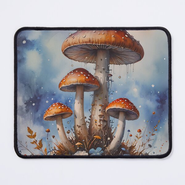 Item preview, Whimsical Forest Mushrooms on a Blue Background designed and sold by CJMarchese.