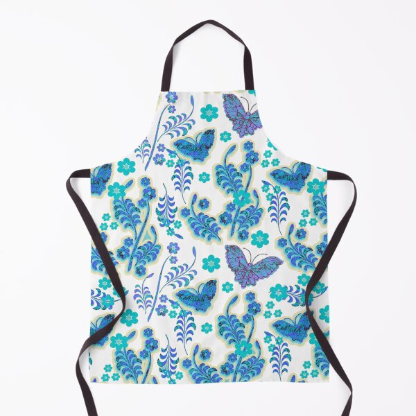 Item preview, Butterfly Floral White and Blue Repeat Pattern designed and sold by Sharon Schwalbe.