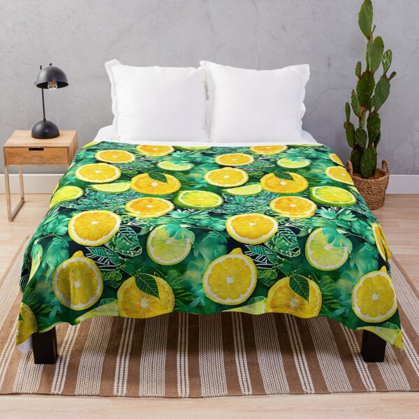 Item preview, JUICY LEMON FRUIT TREE *Yellow Green Floral Botanical* ABSTRACT PAINTING PRINT Contemporary Modern Fine Art Gallery designed and sold by Spinning Plates 360.