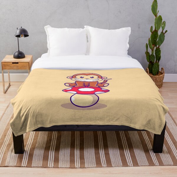 Item preview, Happy Monkey Jumping on a Red Mushroom Illustration designed and sold by crisgris1961.
