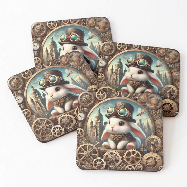 Item preview, Steampunk Easter Bunny Rabbit Gears, Clockwork Vintage, Earth Tones designed and sold by TheTimeTaxi.