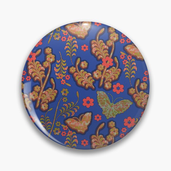 Item preview, Vintage Butterfly Floral Blue and Orange Repeat Pattern designed and sold by Sharon Schwalbe.