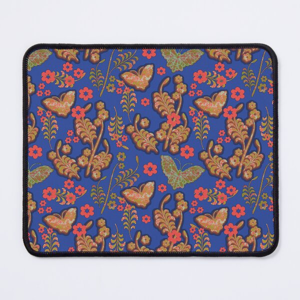 Item preview, Vintage Butterfly Floral Blue and Orange Repeat Pattern designed and sold by Sharon Schwalbe.